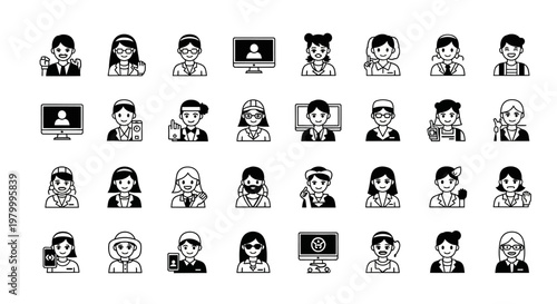 Diverse group of cartoon people characters.