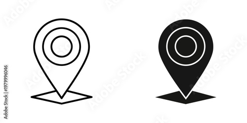location pin icons with concentric circles flat design vector illustration