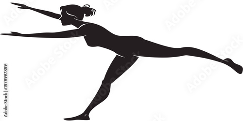 Silhouette of a woman practicing yoga in a balancing pose with silhouette wellness exercise meditation stretching training flexibility lifestyle mindfulness strength physical practice