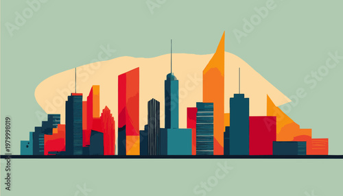 Modern Art Skyline Vector
