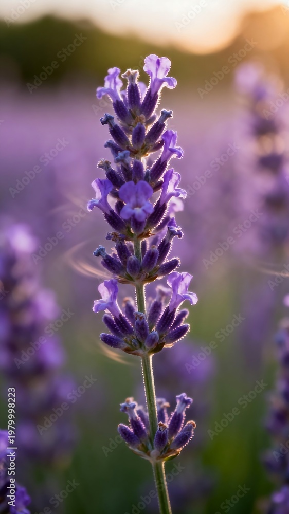 Fototapeta premium Lavender Flowers Macro in Soft Breeze Relaxation Aromatherapy Concept