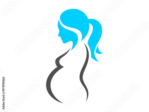 Pregnant Woman Silhouette Logo Icon - Minimalist Vector Illustration for Maternity, Prenatal Care, and Motherhood Branding
