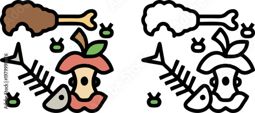 Organic Food Waste Compost and Leftover Trash Icon