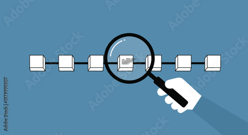 Flat minimalist illustration of blockchain explorer b