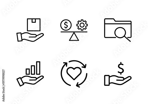 Business stakeholder and corporate management line icon set