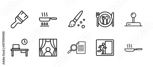 Minimalist Lifestyle and Home Activity Line Graphics