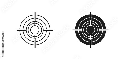 concentric circles target with crosshairs flat design vector illustration