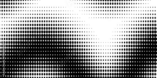 Grunge halftone gradient background. Faded grit noise texture. White and black sandy wallpaper. Retro pixelated backdrop. Anime or manga style comic overlay. Vector graphic design textured template