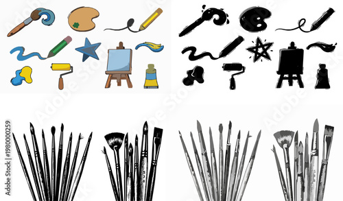 Creative Vector Icons Set of Office and Stationery Tools for Designers