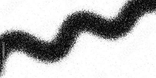 Wavy grain gradient texture. Black stippled flowing line background. Grunge noise dot work wallpaper for banner, poster, brochure. Undulate sandy backdrop with speckles, particles, granules. Vector