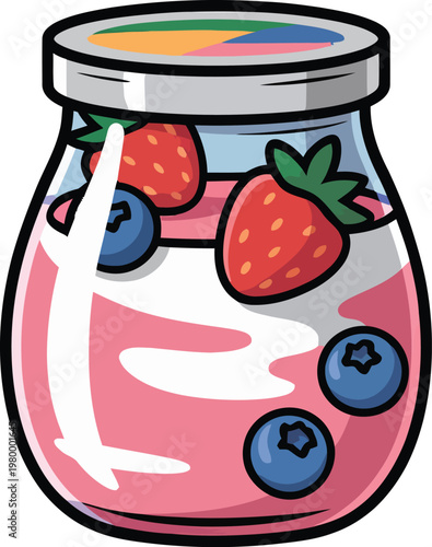Cute cartoon a illustrator vector yogurt