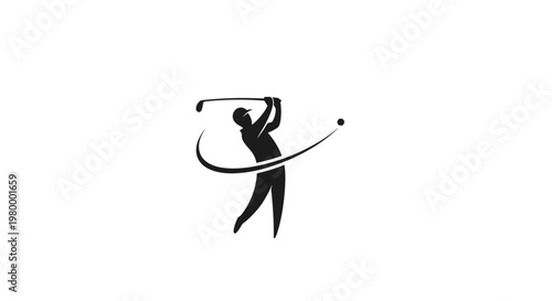 Golf Player in Action Swinging Club.