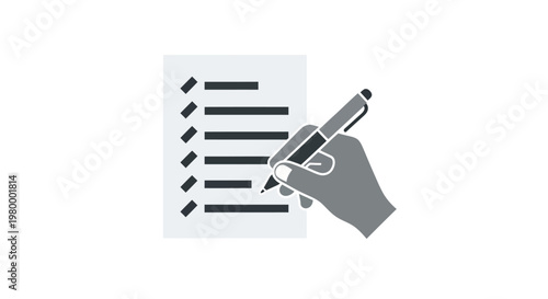 Hand holding pen signing document.