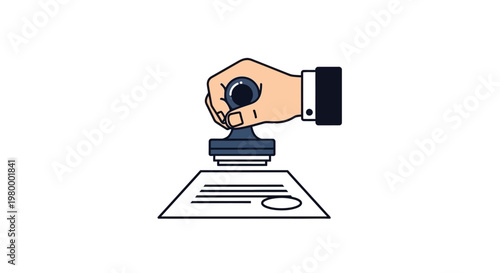 Hand holding stamp rubber stamping.