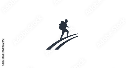 Hiker walking on railway tracks.