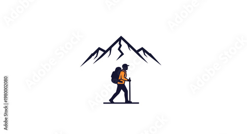 Hiker Walking With Trekking Poles.