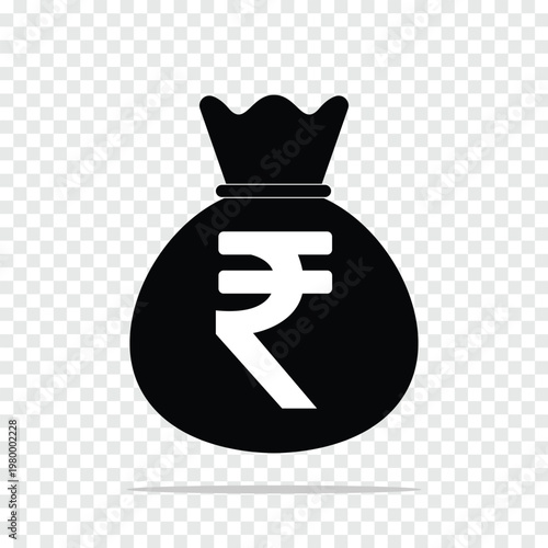 Money bag icon isolated on white background. Bank symbol, profit graphic, flat web sign . Vector Illustration . EPS 10 .