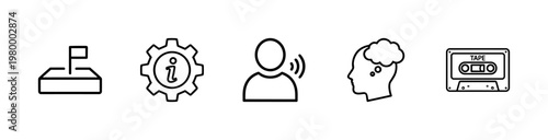 Minimalist technical support and customer service line icon set