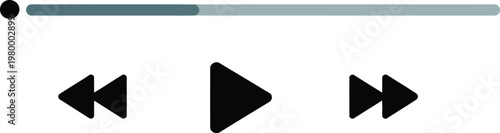 Media player navigation icons with progress bar for controlling video and audio playback user interfaces