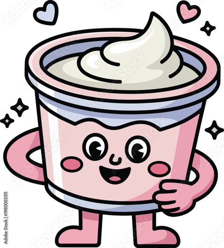 Cute cartoon a illustrator vector yogurt