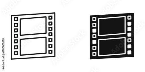 minimalist film strip icon with two frames vector illustration
