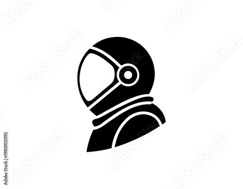 Astronaut Helmet Vector Icon, Space Helmet Silhouette Illustration