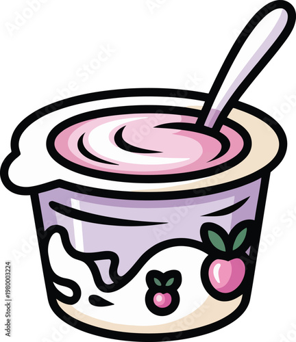Cute cartoon a illustrator vector yogurt