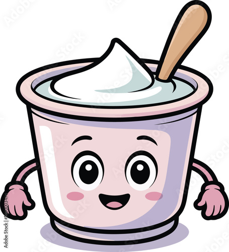 Cute cartoon a illustrator vector yogurt