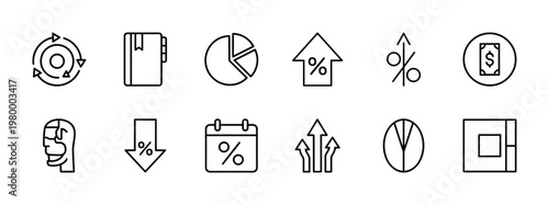 Business and finance outline icon set for professional web and mobile interface.