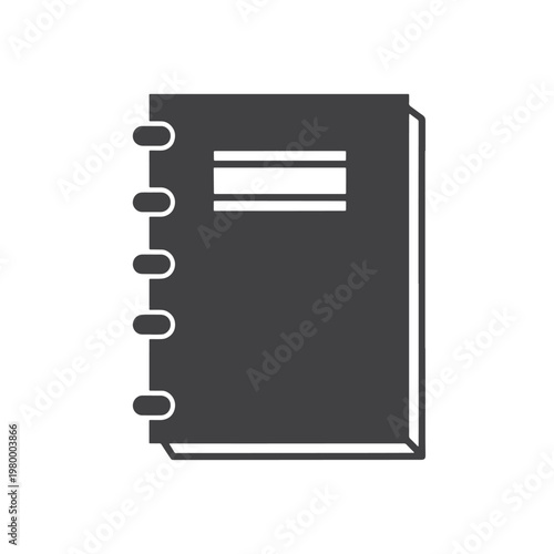 Dark gray spiral bound notebook icon on white background