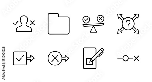 Minimalist survey and feedback line icon set for business research