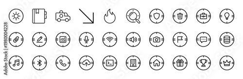 Minimalist time management and productivity line icons for business