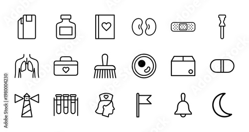 Healthcare and medicine line icons set for web and mobile design