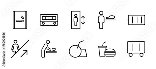 Minimalist navigation and public service line icons