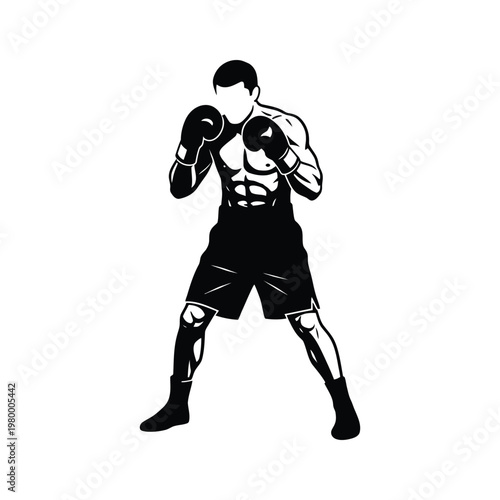 Boxer in defensive stance ready to engage in a match