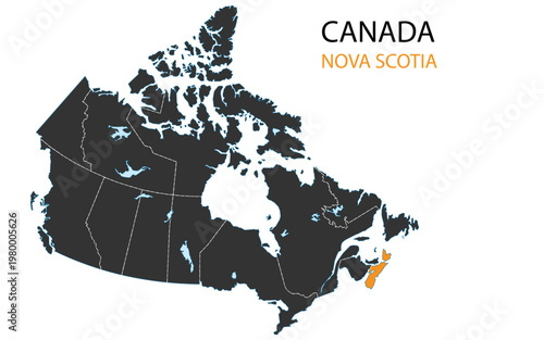 Tableau sur toile Canada png map with provinces, Canada province map, Canada Nova Scotia