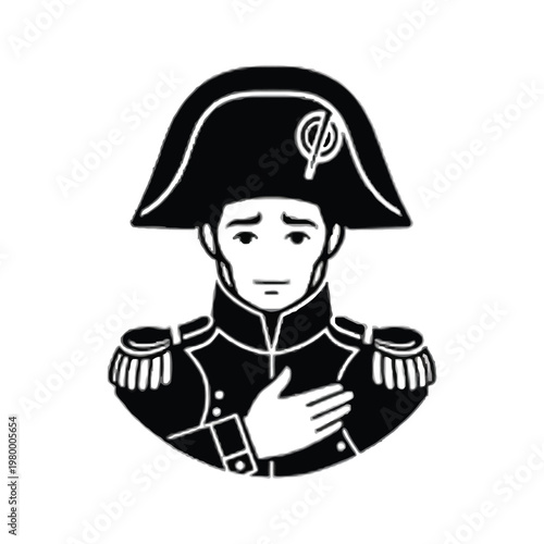 Portrait of a person in a historical military uniform with bicorne hat