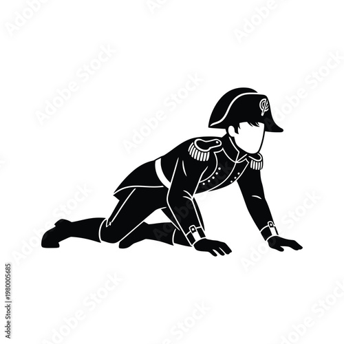 Napoleonic soldier in a crawling position during battle