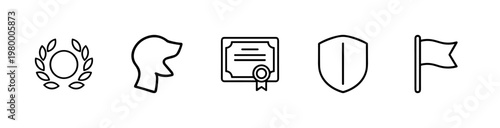 Minimalist business achievement and award line icons for web design