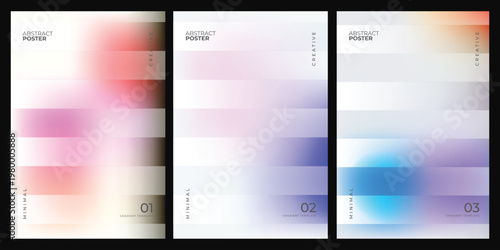 Minimalist abstract poster template set with soft pastel gradient colors and horizontal geometric shapes for creative design work