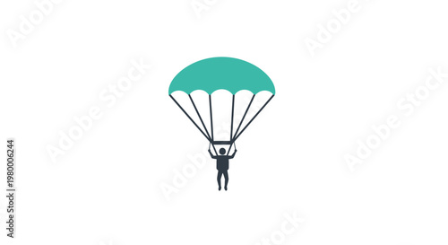 Person jumping with green parachute.
