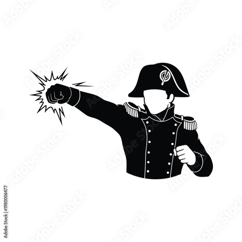 Historical military figure casting a spell with a clenched fist