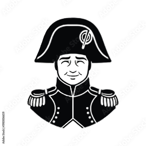 Cartoon depiction of a person wearing a bicorne hat and military uniform