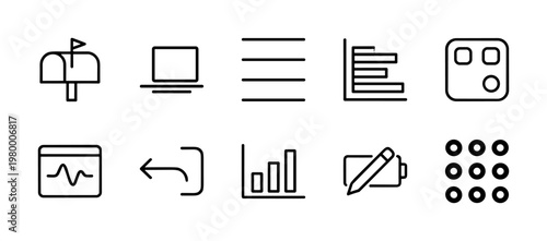 Minimalist user interface and technology outline icon set
