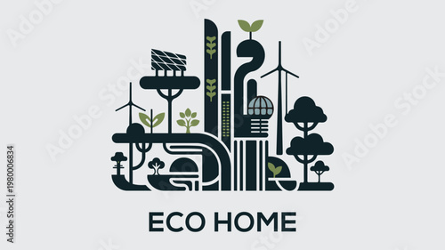 Modern and eye caching eco home logo design