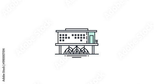 Modern house with green door.