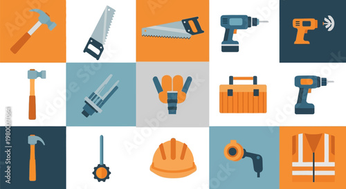 Collection of various construction and carpentry tools for home improvement and professional building projects.
