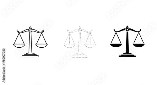 Scales law justice icon isolated balance symbol for courtroom legal theme vector style featuring fairness, equity, verdict with judgment and ruling