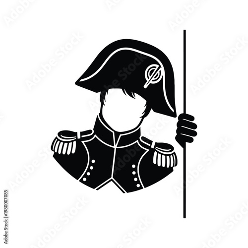 Historical illustration of a napoleonic soldier holding a staff
