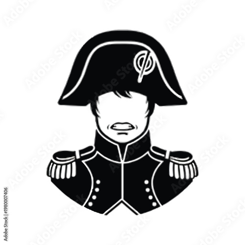 Εκτύπωση καμβά Historical illustration of a napoleonic soldier in uniform with bicorne hat